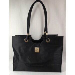 Givenchy Parfums Black Nylon Tote Bag w Gold Signature Logo Accents